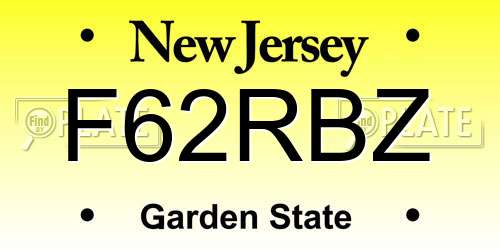 F62RBZ New Jersey License Plate