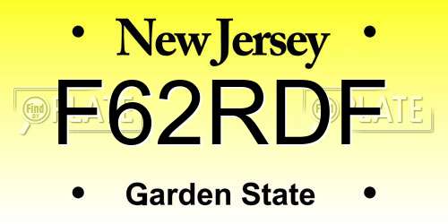 F62RDF New Jersey License Plate