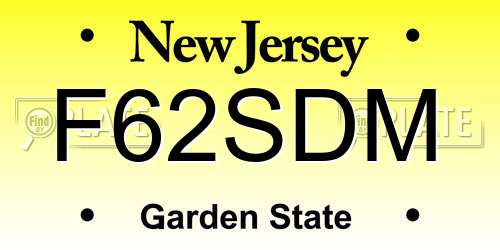 F62SDM New Jersey License Plate