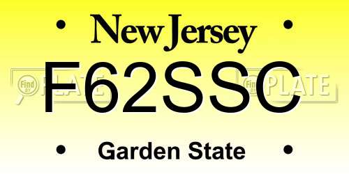 F62SSC New Jersey License Plate