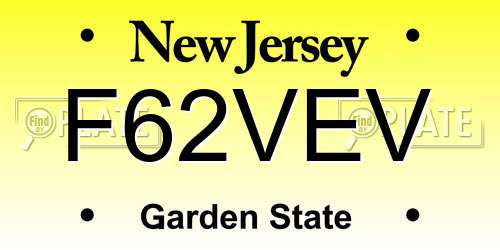F62VEV New Jersey License Plate