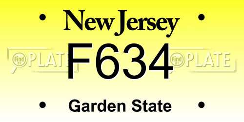 F634 New Jersey License Plate