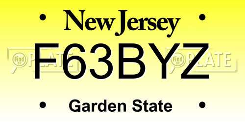 F63BYZ New Jersey License Plate