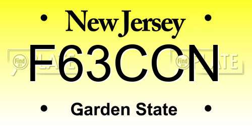 F63CCN New Jersey License Plate