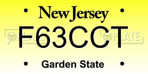 F63CCT New Jersey License Plate