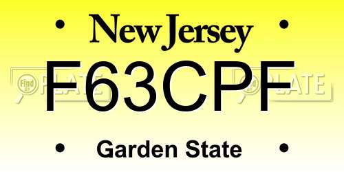 F63CPF New Jersey License Plate