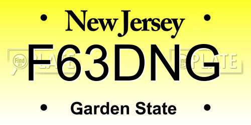 F63DNG New Jersey License Plate