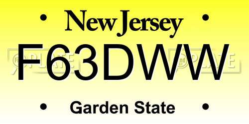 F63DWW New Jersey License Plate