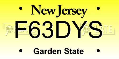 F63DYS New Jersey License Plate
