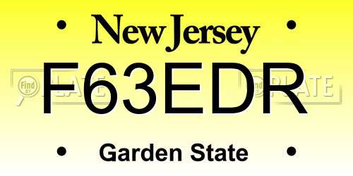 F63EDR New Jersey License Plate