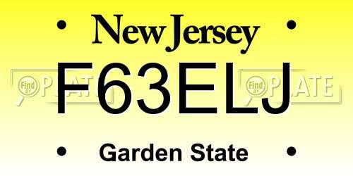 F63ELJ New Jersey License Plate