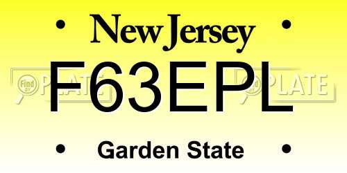 F63EPL New Jersey License Plate