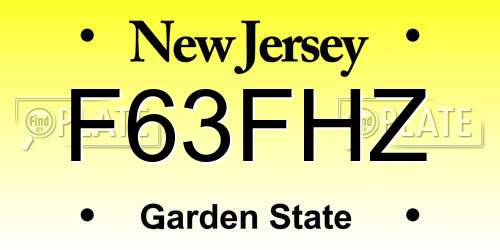 F63FHZ New Jersey License Plate