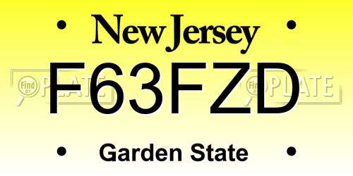 F63FZD New Jersey License Plate