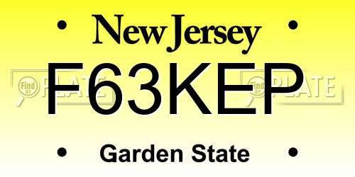 F63KEP New Jersey License Plate