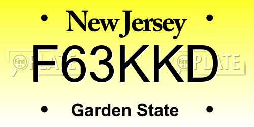 F63KKD New Jersey License Plate