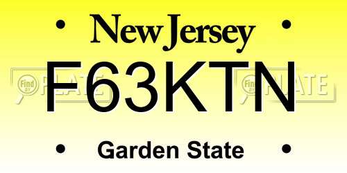 F63KTN New Jersey License Plate