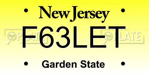 F63LET New Jersey License Plate