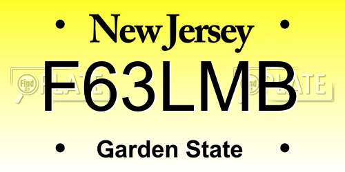 F63LMB New Jersey License Plate