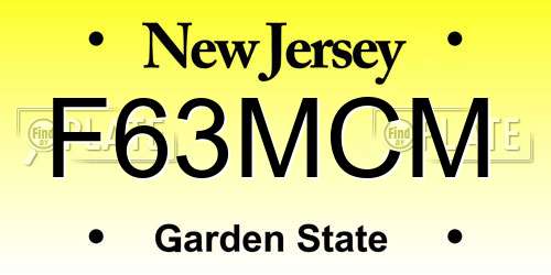 F63MCM New Jersey License Plate