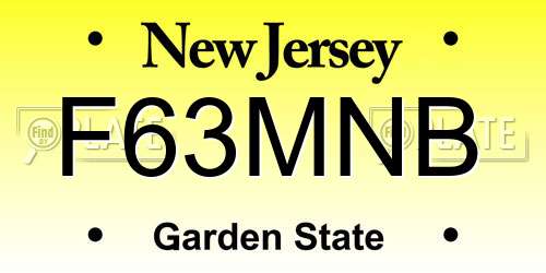 F63MNB New Jersey License Plate