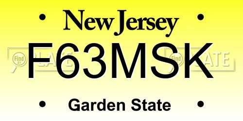 F63MSK New Jersey License Plate