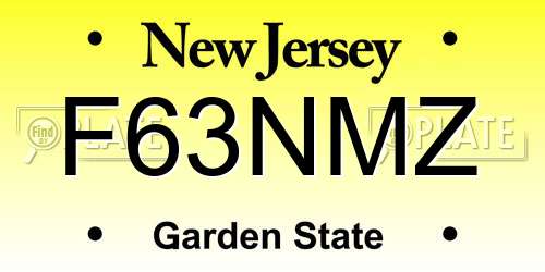 F63NMZ New Jersey License Plate