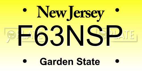 F63NSP New Jersey License Plate