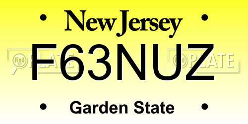 F63NUZ New Jersey License Plate