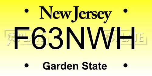 F63NWH New Jersey License Plate