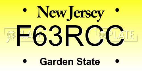 F63RCC New Jersey License Plate