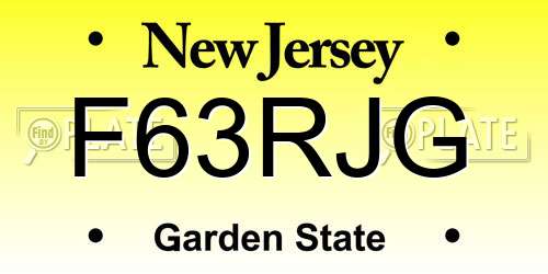 F63RJG New Jersey License Plate