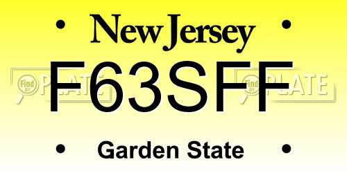 F63SFF New Jersey License Plate