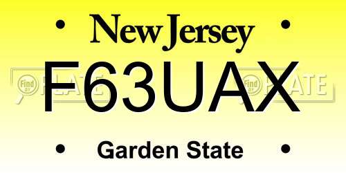F63UAX New Jersey License Plate