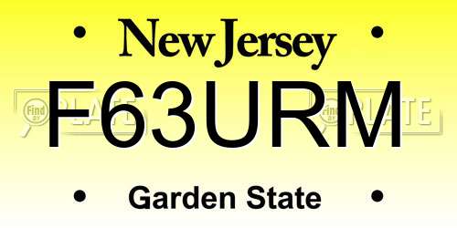F63URM New Jersey License Plate