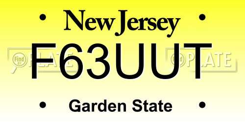 F63UUT New Jersey License Plate