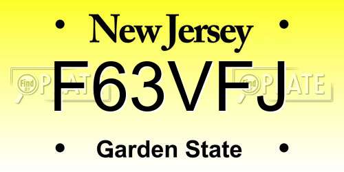 F63VFJ New Jersey License Plate