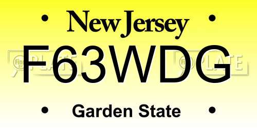 F63WDG New Jersey License Plate