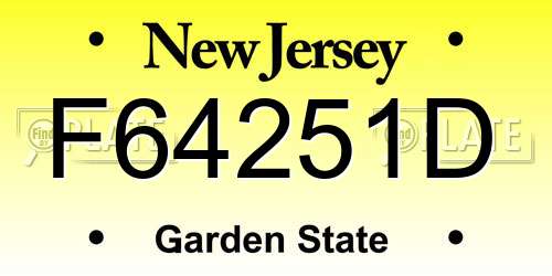 F64251D New Jersey License Plate