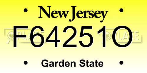 F64251O New Jersey License Plate