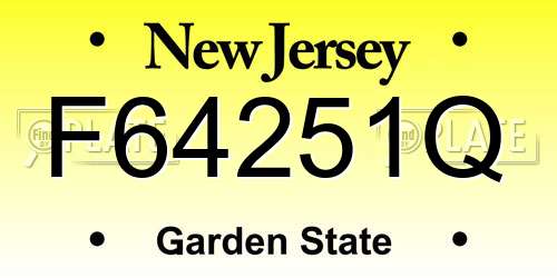 F64251Q New Jersey License Plate