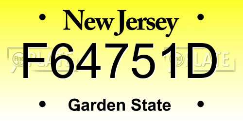 F64751D New Jersey License Plate