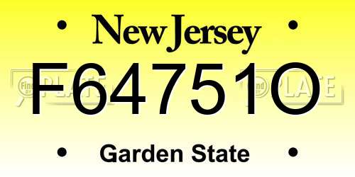 F64751O New Jersey License Plate