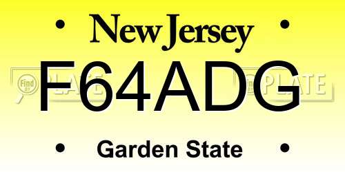 F64ADG New Jersey License Plate