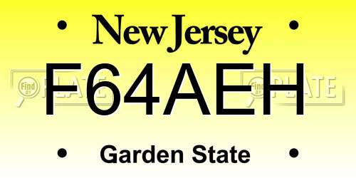 F64AEH New Jersey License Plate