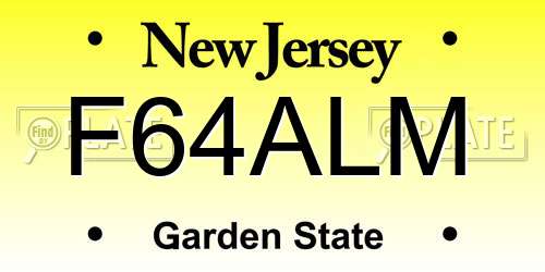 F64ALM New Jersey License Plate