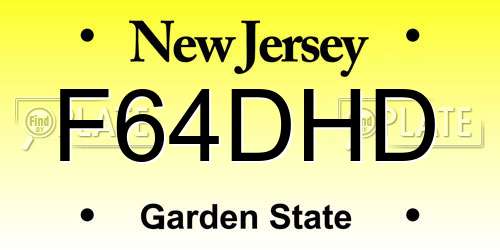 F64DHD New Jersey License Plate