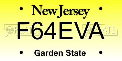 F64EVA New Jersey License Plate