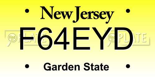 F64EYD New Jersey License Plate