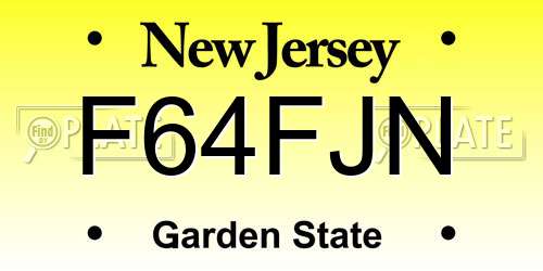 F64FJN New Jersey License Plate